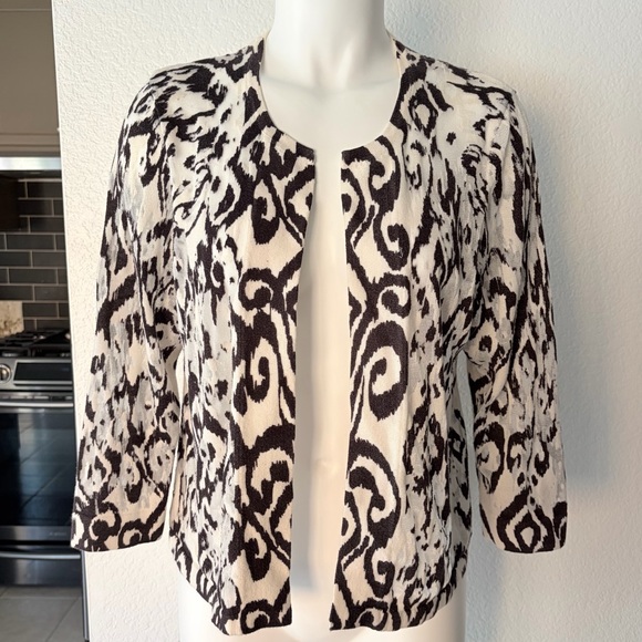 Chico's Sweaters - Chico’s Animal Print Sheer Burnout Open Cardigan
